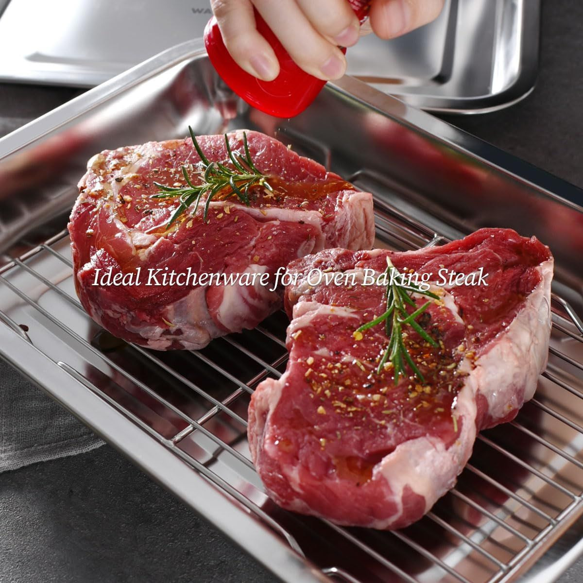 Stainless Steel Food Prep Container Set with Rack and Clear Color Lid