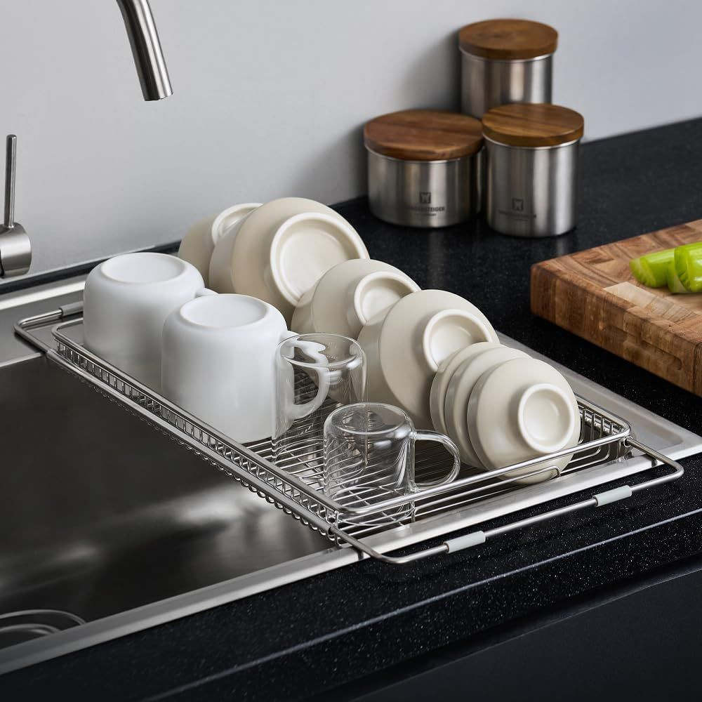 WAGENSTEIGER Stainless Steel Sink Drying Rack - Extendable, Rustproof, Space-Saving, Multifunctional Organizer