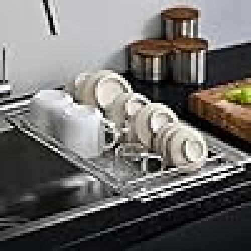 Extendable Kitchen Sink Dish Rack with Thick Wire Design