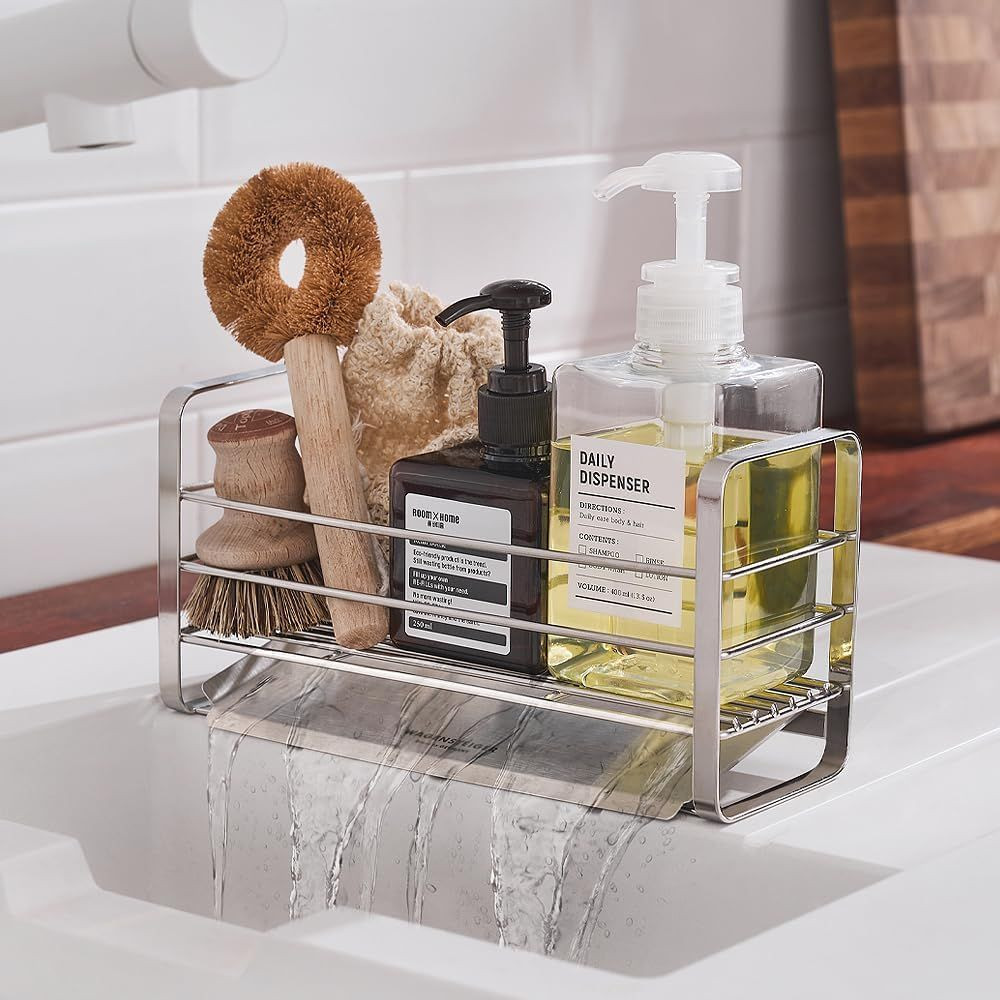 WAGENSTEIGER Stainless Steel Sink Caddy - Rustproof, Water Drainage Design, Multipurpose Kitchen Organizer
