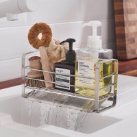 WAGENSTEIGER Stainless Steel Sink Caddy - Rustproof, Water Drainage Design, Multipurpose Kitchen Organizer