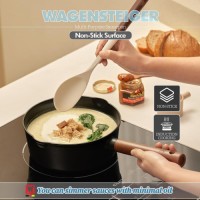Aluminum Saucepan with 7-Layer Titanium Non-Stick Coating & Wooden Handle, 14.76"x8.46"x3.15", Made in Korea