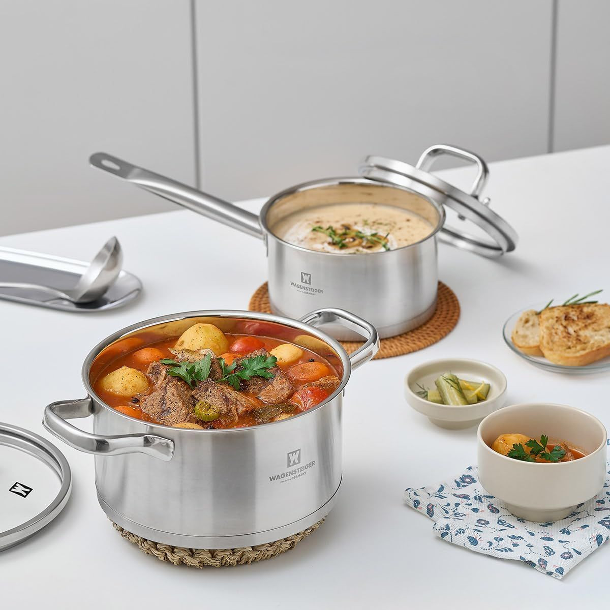 Single Handed 3-Ply Saucepan - SUS304 Stainless Steel, Aluminum Core, Induction Compatible, Dishwasher Safe