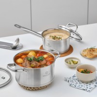 Single Handed 3-Ply Saucepan - SUS304 Stainless Steel, Aluminum Core, Induction Compatible, Dishwasher Safe
