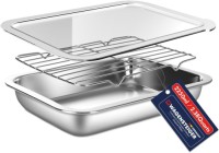 Stainless Steel Food Prep Container Set with Rack and Clear Color Lid