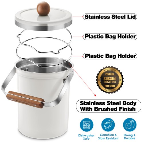 Kitchen Compost Bin 3L White