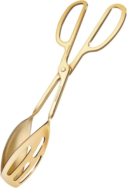 Titanium Coated Stainless Steel Salad Tongs, Ergonomic Scissor-Tong Design