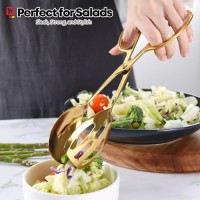 Titanium Coated Stainless Steel Salad Tongs, Ergonomic Scissor-Tong Design