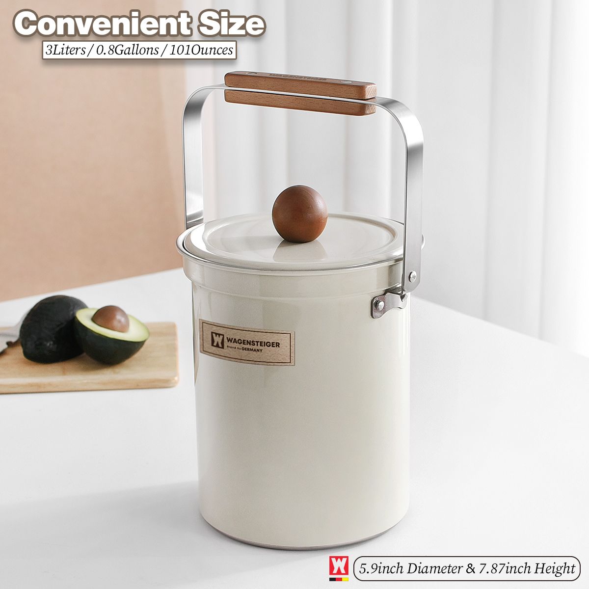 Kitchen Compost Bin 3L White