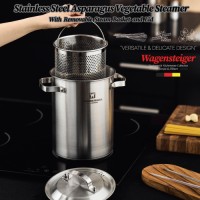 WAGENSTEIGER Premium Stainless Steel Asparagus Vegetable Tall Steamer Pot Spaghetti Pasta Stovetop Cooker with Removabl