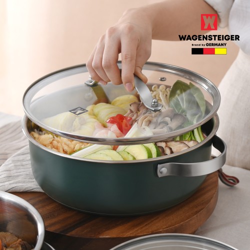 Farmers 3-Piece Saucepan and Stock Pot Set Green - 18cm, 2cm, 26cm Casserole Pot (0017)