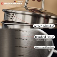 WAGENSTEIGER Premium Stainless Steel Asparagus Vegetable Steamer Pot Spaghetti Pasta Stovetop Induction Cooker with Rem
