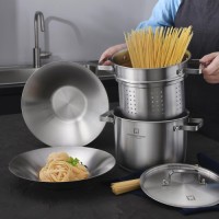 8.66-inch Stainless Steel Steamer Pot with 3-Ply Base, Induction Compatible, Cool Grip Handles, 5.5-Quart Capacity