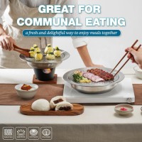 Stainless Steel 12.2" Steam Food Warmer Pan with Perforated Tray, 3-Ply, for Communal Korean Dishes (2 different sizes)