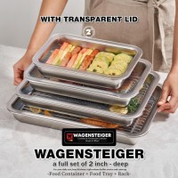 Stainless Steel Food Prep Container Set with Rack and Clear Color Lid