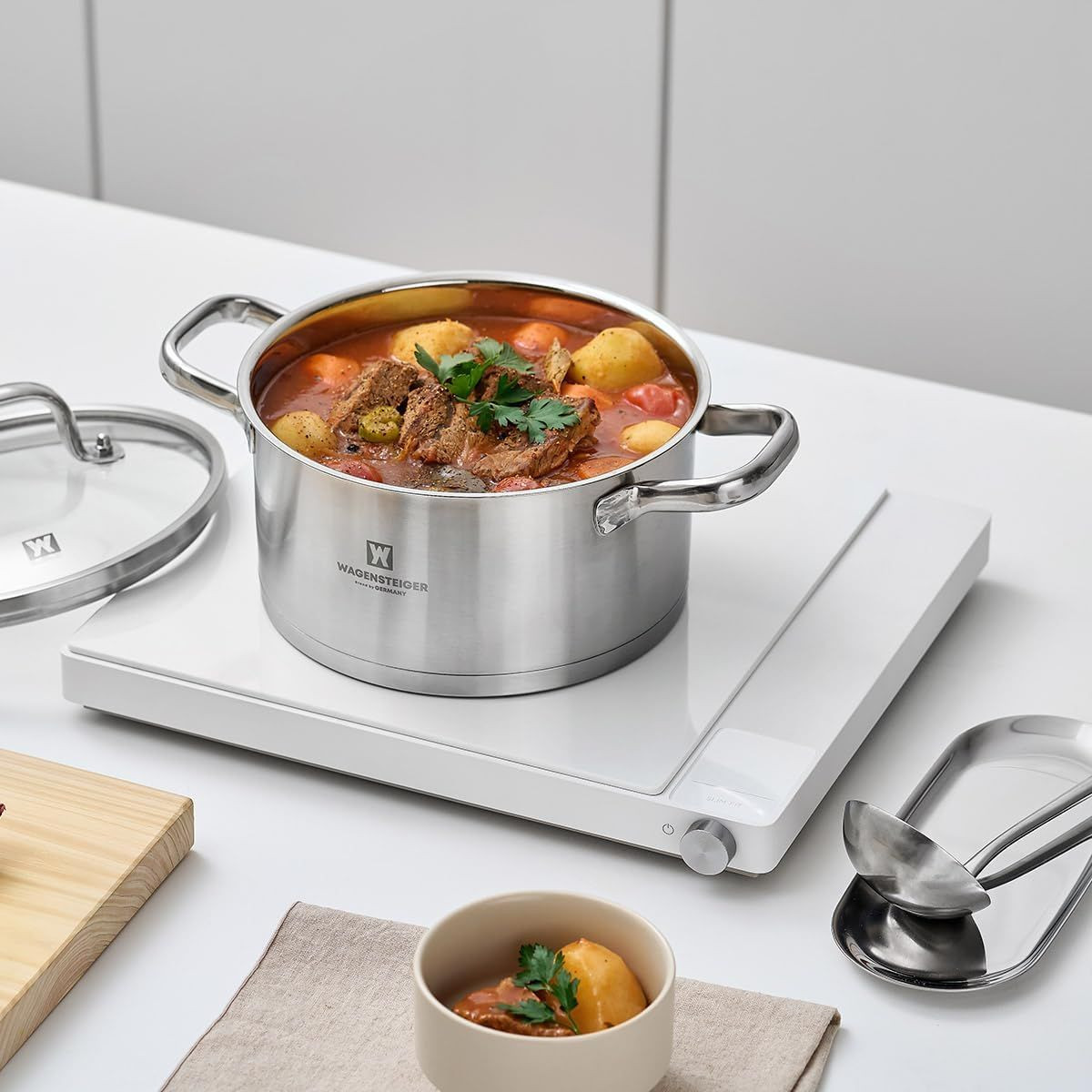 Premium 3-Ply Stainless Steel Stock Pot - SUS304, Induction Compatible, Tempered Glass Lid, Dishwasher Safe