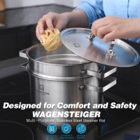 8.66-inch Stainless Steel Steamer Pot with 3-Ply Base, Induction Compatible, Cool Grip Handles, 5.5-Quart Capacity