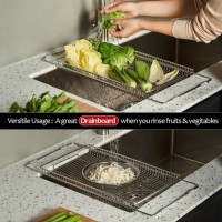 WAGENSTEIGER Stainless Steel Sink Drying Rack - Extendable, Rustproof, Space-Saving, Multifunctional Organizer