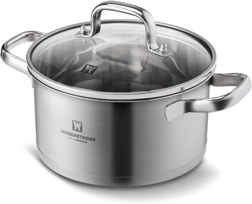 Premium 3-Ply Stainless Steel Stock Pot - SUS304, Induction Compatible, Tempered Glass Lid, Dishwasher Safe