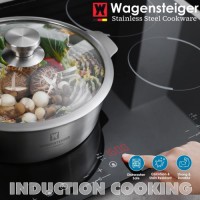 WAGENSTEIGER 4.18Quarts Stainless Steel Casserole Pot, 3-Ply Base, Tempered Glass Lid, Induction Safe, Dishwasher Safe