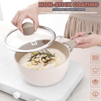 WAGENSTEIGER Aluminum Saucepan, 7-Layer Non-Stick Coating, Induction Compatible, Ergonomic Handle, Glass Lid