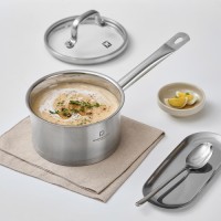 Single Handed 3-Ply Saucepan - SUS304 Stainless Steel, Aluminum Core, Induction Compatible, Dishwasher Safe