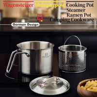 WAGENSTEIGER Premium Stainless Steel Asparagus Vegetable Steamer Pot Spaghetti Pasta Stovetop Cooker with Removable Bas