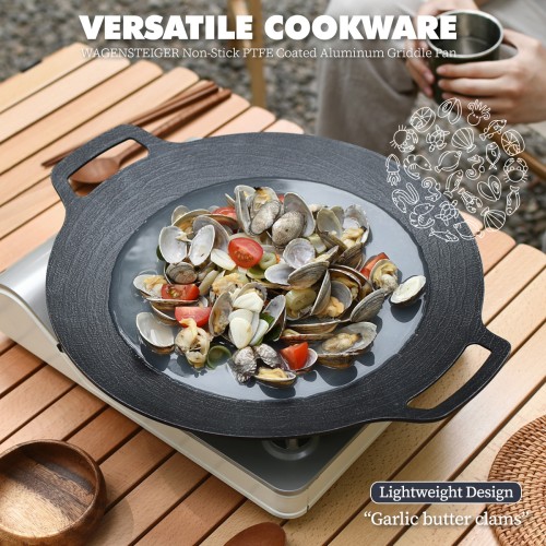 Korean-Style Aluminum Griddle with Teflon Coating Black