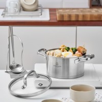 Premium 3-Ply Stainless Steel Stock Pot - SUS304, Induction Compatible, Tempered Glass Lid, Dishwasher Safe