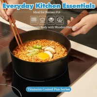 Aluminum Saucepan with 7-Layer Titanium Non-Stick Coating & Wooden Handle, 14.76"x8.46"x3.15", Made in Korea