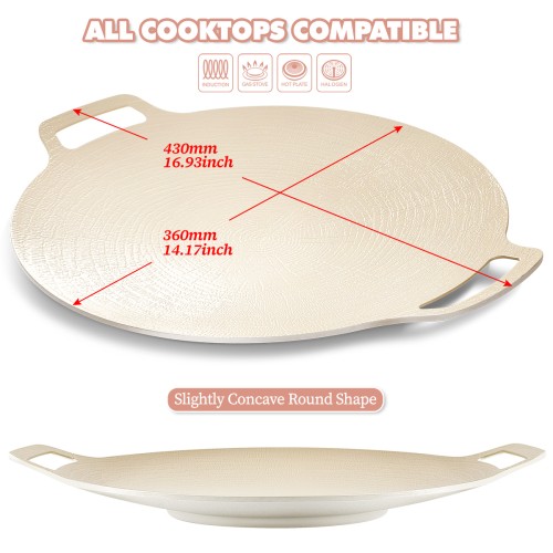 Korean-Style Aluminum Griddle with Ceramic Coating Ivory