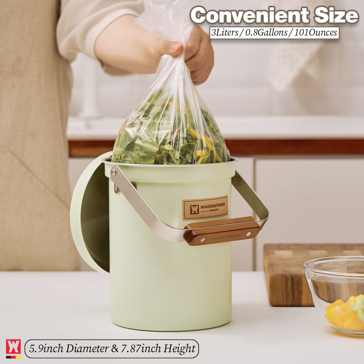 Kitchen Compost Bin 3L Mint Green