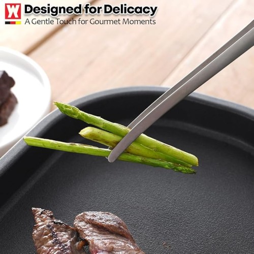 SUS304 Stainless Steel Self-Standing Tongs, Kitchen Tweezers for Grilling, Serving, and Plating
